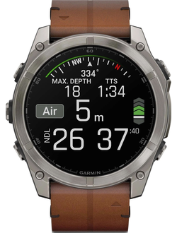 Часы Garmin Fenix 8 -51mm AMOLED Sapphire Bare Titanium / Black / Chestnut Leather Band