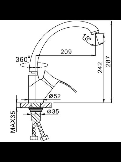 Смеситель однорычажный для кухни FRAP H01 F4101-2