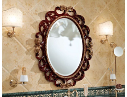 LINEATRE HERMITAGE Овальное зеркало в дереве цвет Светлый орех блестящий,с отделкой "Сусальное золото" без бра