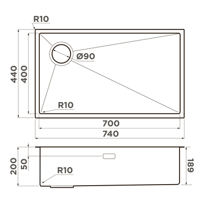 Мойка OMOIKIRI TAKI 74-U/IF-L SIDE