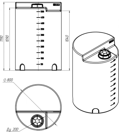 Размеры дозировочной емкости 500 литров