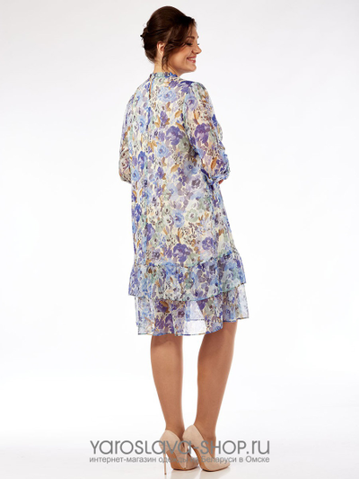 Шифоновое платье А-силуэта с цветочным принтом