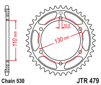 Звезда ведомая (48 зуб.) RK B6833-48 (Аналог: JTR479.48, JTR1479.48) для мотоциклов Yamaha, Kawasaki, Suzuki, MuZ
