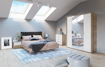 Шкаф Джулия четырёхдверный, крафт серый, белый глянец