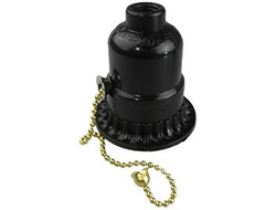 Ecola патрон с кольцом подвесной с выключателем на цепочке E27 Черный AB7SRBEAY