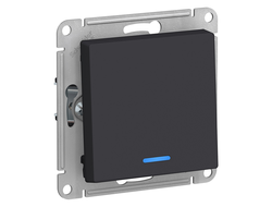 Выключатель 1-клавишный с подсветкой, карбон, серия Atlas Design