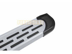 Пороги алюминиевые "Premium Silver" 2000 серебристые Slitkoff для Volkswagen TERAMONT (2018-2025)