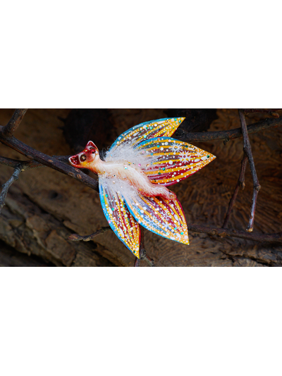 "Бабочка Вогненной Лисички", кулон из глины и шёлка