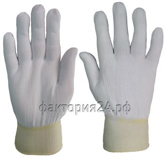 Перчатки нейлоновые без ПВХ  белые,черные (код 0124)