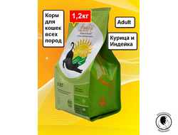 Корм сухой для кошек Ливера LiveRa Adult с Курицей и Индейкой (1,2кг)