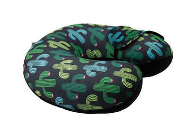 Дорожная подушка-подголовник антистресс "Кактусы + маска для глаз"