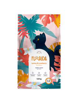 Florida сухой корм для котят с индейкой и клюквой 0,8 кг