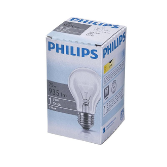 Электрическая лампа Philips стандартная/прозрачная 75W E27 CL/A55 (10/120)