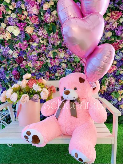 Плюшевый медведь 110 см розовый Тони