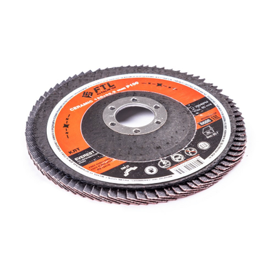 Круг лепестковый с керамическим абразивом для шлифования по нержавеющей стали FTL Everest 27 125 х 22,2 мм P100, Ferrline, 8686