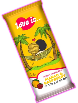 Шоколадная плитка LOVE IS с начинкой манго и малины 100гр  (20)