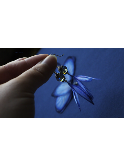 Волшебные серьги "Крылышки Небесной Феи" с опаловыми бусинами