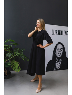 Платье-футболка с асимметричным подолом  (черный)