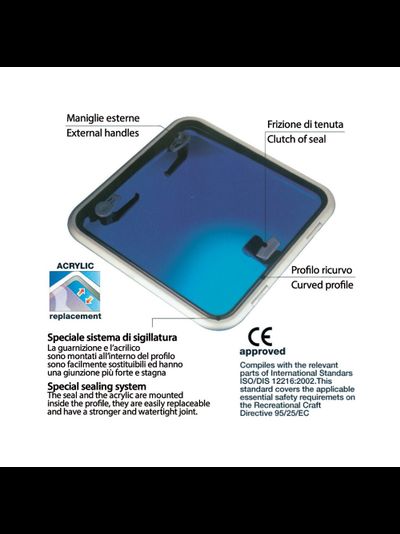 Люк палубный низкопрофильный Lewmar Low Profile 39954030 размер 54 462x577x25мм вырез 392x507мм с самоподдерживающейся крышкой