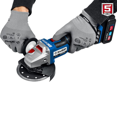 Бесщеточная угловая шлифмашина ЗУБР Профессионал 1 АКБ, 4 Ач, в сумке, 20В (AB-125-41)