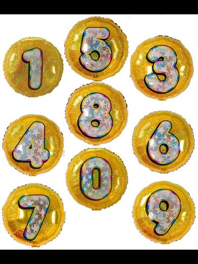 шар 18"/46 см цифра золото голографик