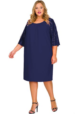 Элегантное платье Арт. 1517202 (Цвет темно-синий) Размеры 52-74