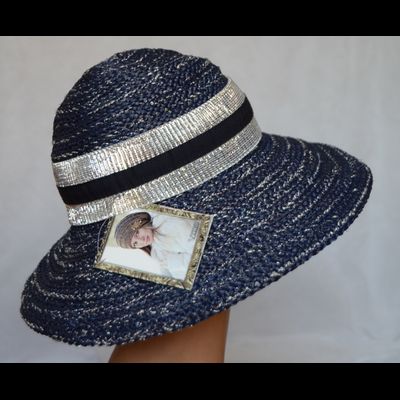 Летняя итальянская шляпа с полями Vizio Италия 6320 синяя