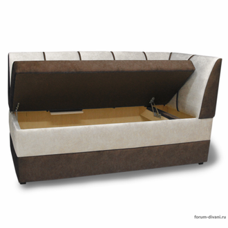 Кухонный ДИВАН "ФОРУМ-8" с боковой спинкой, Коричневый/Слоновая кость Правый