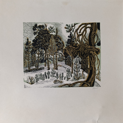 "У озера" линогравюра Овсянников А.Л. 1991 год