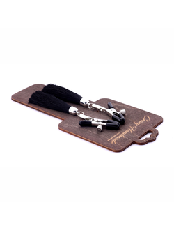 CH-8101 Зажимы на соски «прищепки» с кисточками из шелка (Черный)