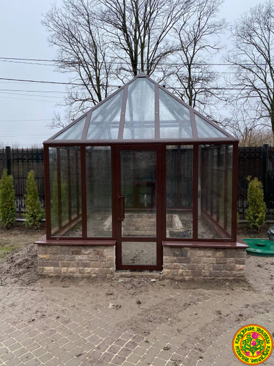 Базовая комплектация беседки в английском стиле из стекла и алюминия ЧЕЛСИ S размером 3000 х 3000 мм