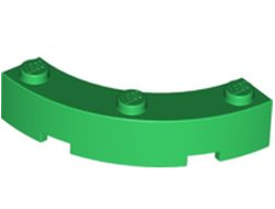Brick, Round Corner 4 x 4 Macaroni Wide with 3 Studs, Green (48092 / 6013668 / 6013669 / 6263816)