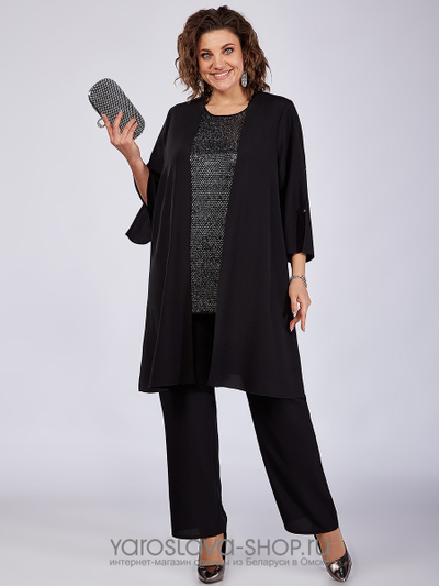 Праздничный комплект трехпредметный из непрозрачного, струящегося шифона и "пайетками"