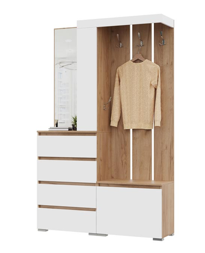 Хелен Прихожая 1260х1980х355 Крафт золотой/белый