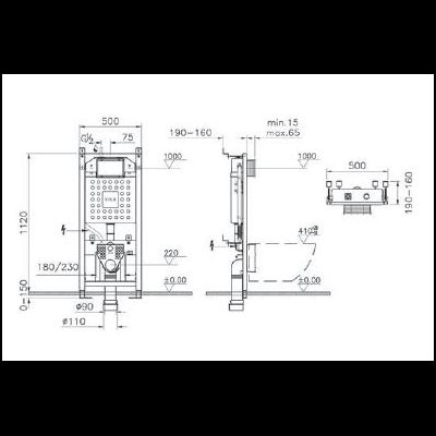 Комплект: Подвесной безободковый унитаз Vitra Integra Round, с толстым сиденьем дюропласт с микролифтом, инсталяцией и панелью управления, матовый хром, 9004B003-7202