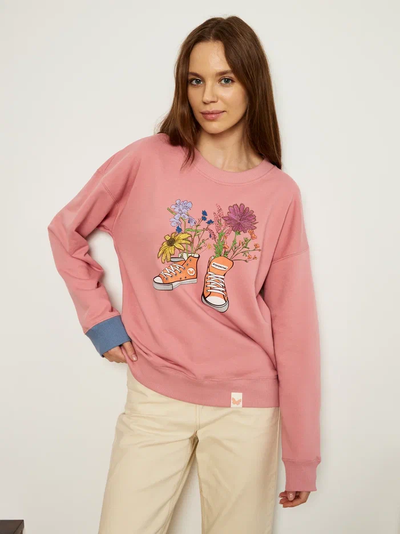 ЖЕНСКИЙ СВИТШОТ РОЗОВЫЙ "ЦВЕТОЧНЫЕ КЕДЫ"