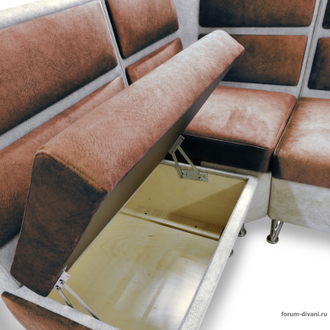 Кухонный Угловой диван "ФОРУМ-1МС", Коричневый/Слоновая кость, Левый