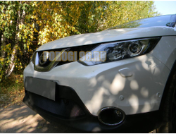 Защита радиатора Nissan Qashqai 2014-2019 black с парктроником