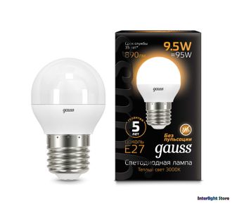 Gauss LED Globe 9.5w 830/840 E27