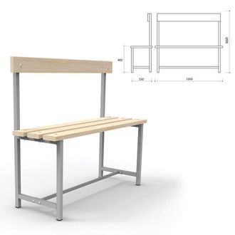 Скамья со спинкой деревянная на металлокаркасе "СТ 2", 1000х350х860 мм