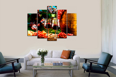 Модульная картина "Вино и виноград"