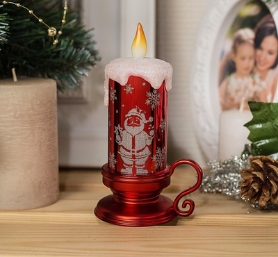 LED свеча-ночник "Дед мороз", 15х7х9 см, с имитацией пламени
