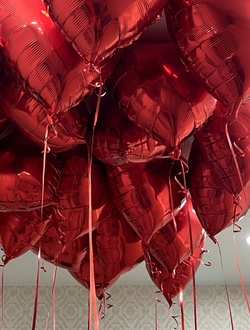 Шары в форме сердца красные 20 шт под потолок