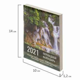 Календарь настольный перекидной 2021 год, 160 л., блок газетный 1 краска, STAFF, "ПРИРОДА", 111881
