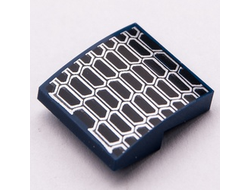 Slope, Curved 2 x 2 x 2/3 with Silver and Black Air Vent Grille Pattern, Dark Blue (15068pb548 6472234)