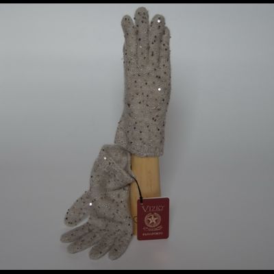 Перчатки Vizio 1042 GG бежевые с пайетками