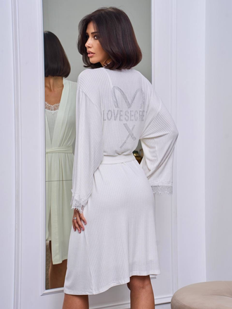 Халат и сорочка Виктория Сикрет хлопок цвет белый