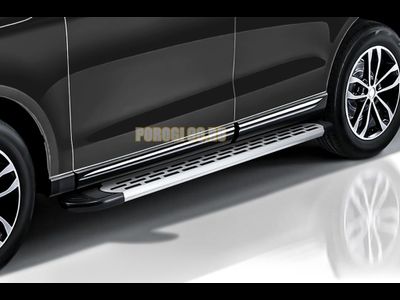 Пороги алюминиевые "Premium Silver" 2100 серебристые Slitkoff для Mercedes-Benz Vito 2003-2014