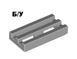 ! Б/У - Tile, Modified 1 x 2 Grille with Bottom Groove / Lip, Light Bluish Gray (2412b / 4211350) - Б/У