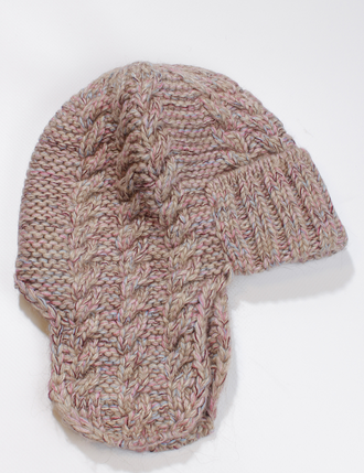 Екатеринбург. Ушанка женская "Три косы меланж" 11595-1 бордо, розовая, ярко-розовая, чёрно-розовая, красная, алая